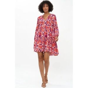 Oliphant Balloon Sleeve Short Dress Coral Python